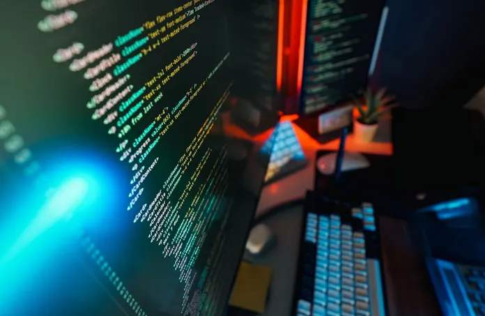 Código de programación en pantallas de computadora